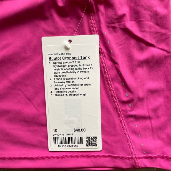 Lululemon Sculpt Tank *Cropped in Sonic Pink - Picture 2 of 5